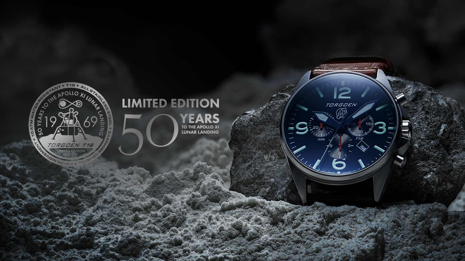 Advertising product photography swiss watch on the moon