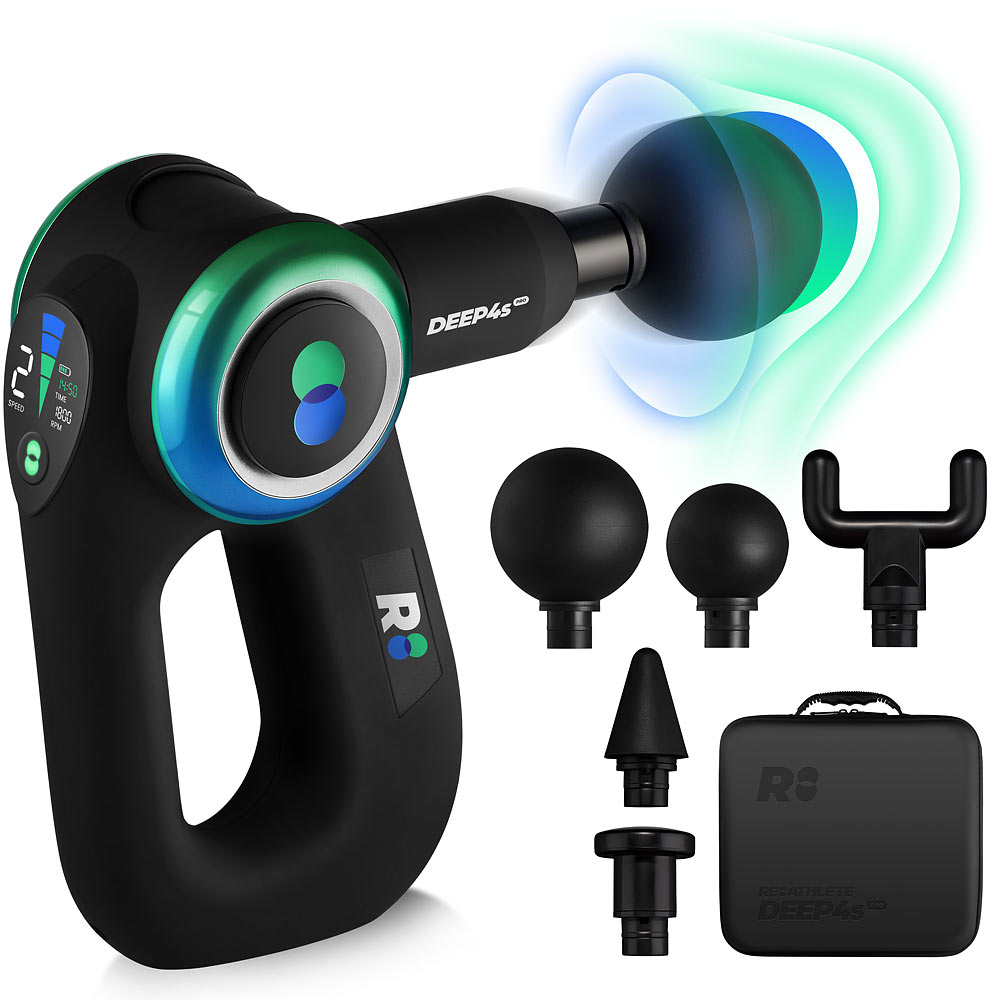 ReAthlete massager sport electric product photo with graphic effects and accessories